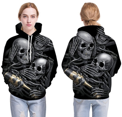 Men/Women 3d Hoodies Skulls Champagne Print  Hooded Hoodies Thin 3d Sweatshirts Hoody Autumn WintTops