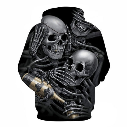 Men/Women 3d Hoodies Skulls Champagne Print  Hooded Hoodies Thin 3d Sweatshirts Hoody Autumn WintTops